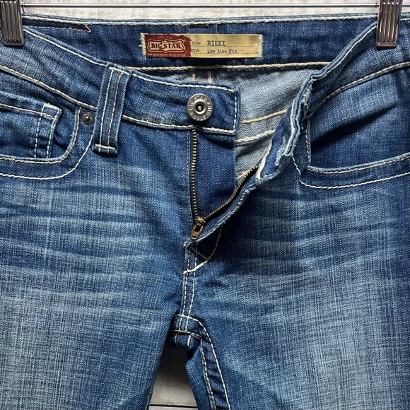 Big Star Rikki Jeans Womens 27 Blue Low Rise‎ Flap Pockets Embroidered Stretch - Picture 4 of 12